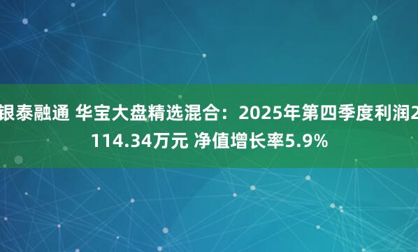 银泰融通 华宝大盘精选混合：2025年第四季度利润2114.34万元 净值增长率5.9%